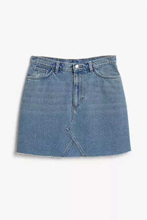 Denim mini skirt - Washed mid blue - Skirts - Monki GB