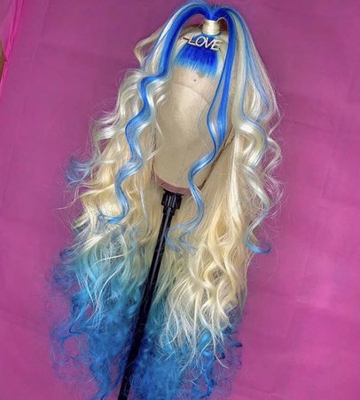 blonde and blue lace wig