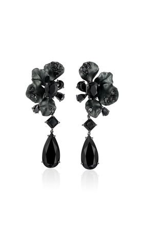 18k White Gold And Black Rhodium Vermeil Black Diamond Ariel Drop Earrings By Anabela Chan | Moda Operandi