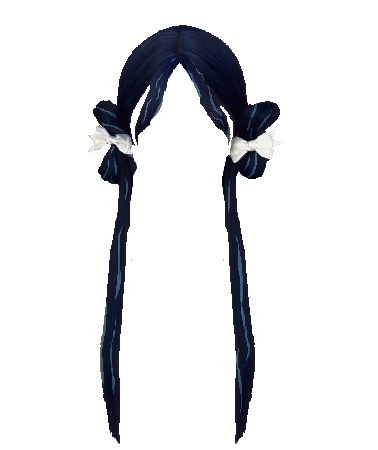 Jellyfish Hair Bun Navy and Light Blue with white ribbon bows (Dei5 edit)