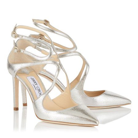 Champagne Glitter Leather Pointy Toe Pumps | Lancer 85 | 247 Collection | JIMMY CHOO