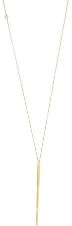 14K Gold Long Bar Pendant Necklace