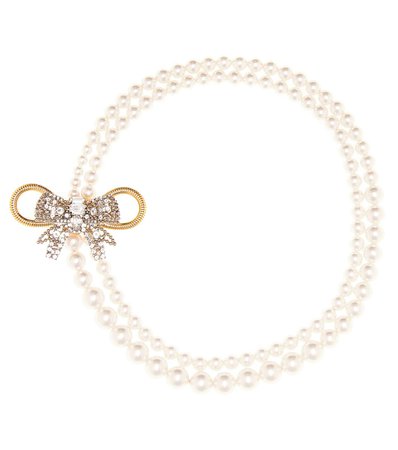 Miu Miu - Faux pearl and crystal necklace | Mytheresa