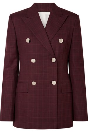 CALVIN KLEIN 205W39NYC | Double-breasted Prince of Wales checked wool and silk-blend blazer | NET-A-PORTER.COM