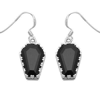 Coffin Earrings 14ct Natural Black Spinel Solid Silver | eBay
