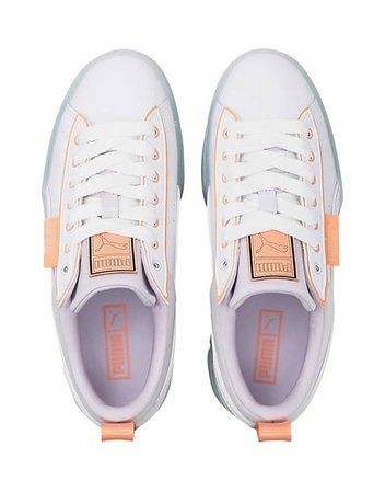Puma Mayze platform sneakers in white and lilac | ASOS