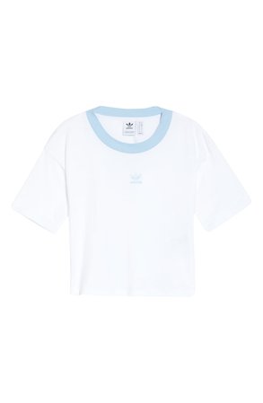 adidas Originals Logo Ringer Crop Cotton T-Shirt white