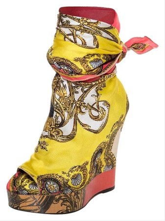 Dolce & Gabbana Open Toe Ankle Wrap Wedge
