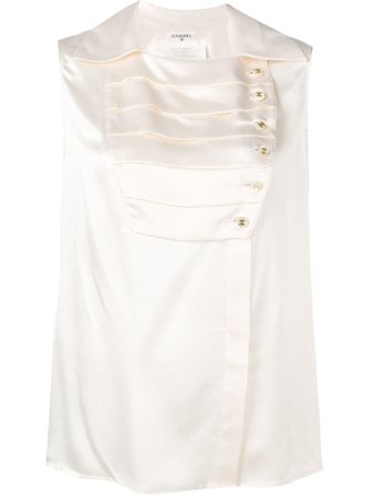 Chanel Pre-Owned 1980's Pleated Panel Blouse For Women | Farfetch.com