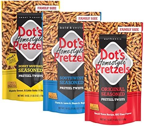 Amazon.com: Dot's Homestyle Pretzels 18 Ounce Family Size Variety Flavor Pack Seasoned Pretzel Twists (3 Pack) : Grocery & Gourmet Food
