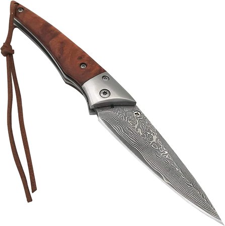 Amazon.com : ALBATROSS HGDK008 EDC Cool Damascus Folding Camping Pocket Knives with Liner Lock, Sapele Handle - 7 Inch Overall, Gifts/Collections : Sports & Outdoors