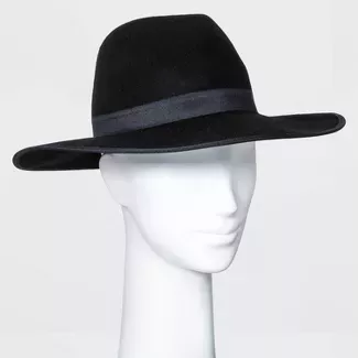 Women's Wide Brim Felt Fedora Hat - A New Day™ Black : Target