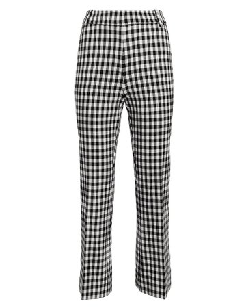 Gingham Stretch Cotton Flare Pants