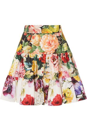 Dolce & Gabbana | Tiered floral-print cotton-poplin mini skirt | NET-A-PORTER.COM