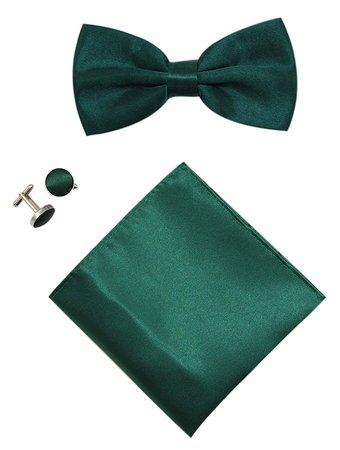 Mens Solid Stain Pre-tied Tuxedo Bow Tie Cufflinks Pocket Square Set By JAIFEI (Hunt Green): Amazon.ca: Clothing & Accessories