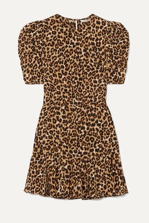 Lila Leopard-print Stretch-silk Crepe De Chine Mini Dress - Brown