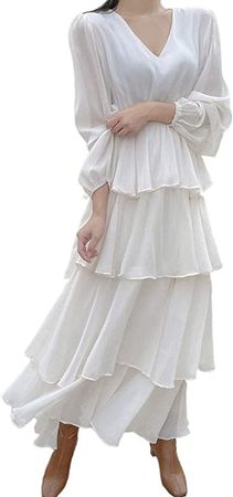Amazon.com: bofaaa Women's Bishop Sleeve Maxi Layered Dress (Size : Small) : Clothing, Shoes & Jewelry