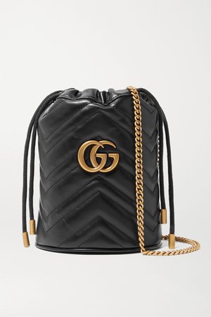 Black GG Marmont mini quilted leather bucket bag | Gucci | NET-A-PORTER