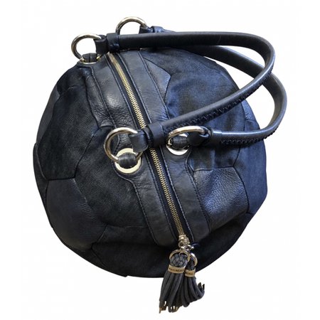 dirk bikkembergs denim and leather soccer ball shoulder bag