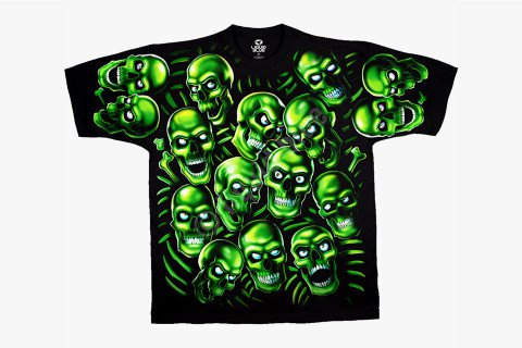 Glow In The Dark Green/Black Skull Pile Shirt