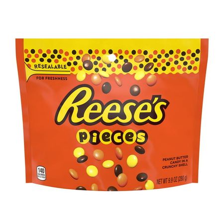 REESE'S, PIECES Peanut Butter in a Crunchy Shell Candy, Gluten Free, 9.9 oz, Resealable Bag - Walmart.com