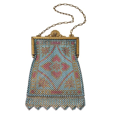1920's Blue and Pink Enamel Mesh Purse For Sale at 1stDibs | enamel purse