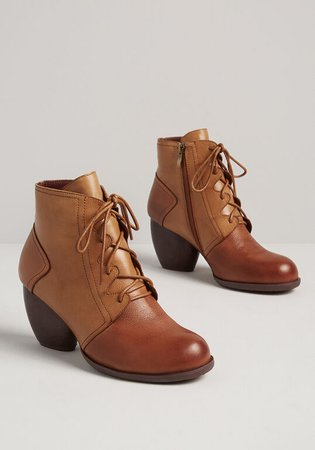 On the Move Lace-Up Bootie Tan | ModCloth
