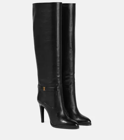 Leather Knee High Boots in Black - Saint Laurent | Mytheresa