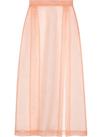 Gucci Sheer Slit Skirt 616096ZHS22 Pink | Farfetch