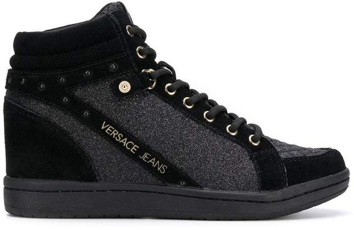glitter quilted hi-top sneakers