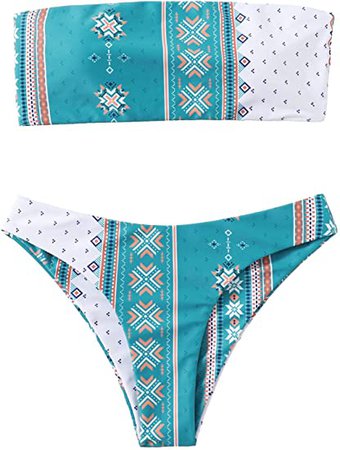 Amazon.com: SweatyRocks Women's Strapless Lace Up Back Bandeau Bikini Set High Cut Cheeky Swimsuits : Clothing, Shoes & Jewelry