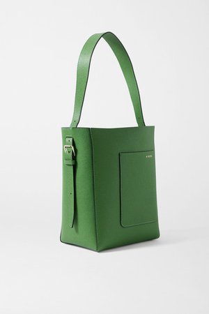 Secchiello Small Textured-leather Tote - Green