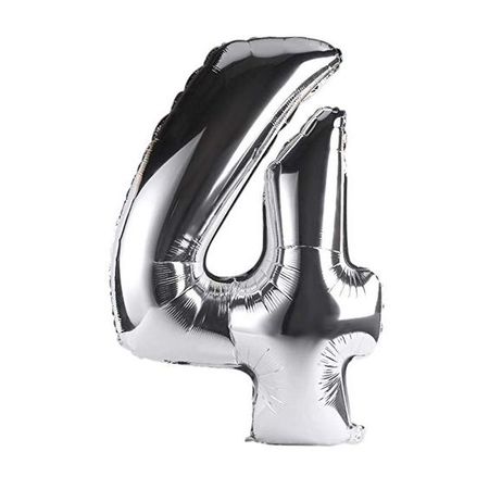 Glossy Silver Number 4 Balloon