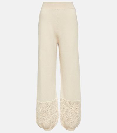Crochet Detail Cashmere Pants in White - Loro Piana | Mytheresa