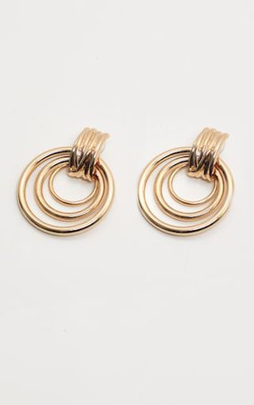Gold Multi Hoop Door Knocker Earring | PrettyLittleThing