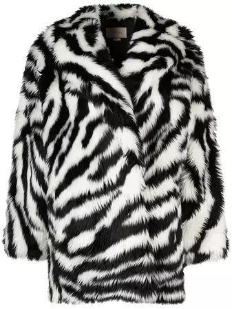Gucci zebra-print faux-fur Coat - Farfetch