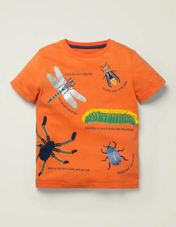Insects Textured T-shirt - Tangerine Orange Bugs | Boden US