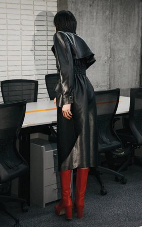 Smocked Faux Leather Coat By Matériel | Moda Operandi