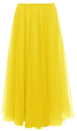 Elasticated Waist Tulle Maxi Skirt - Womens - Yellow
