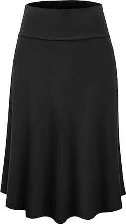 Lock and Love Women's Solid Ombre Lightweight Flare Midi Pull On Closure Skirt S-XXXL Plus Size at Amazon Women’s Clothing store