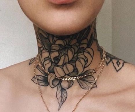 flower neck tattoo