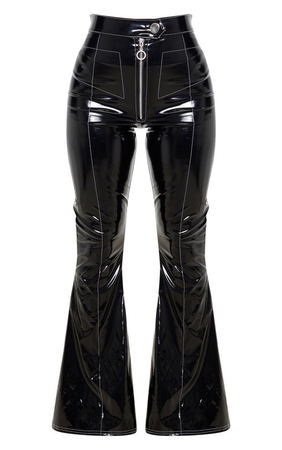 faux leather flare pants (black)