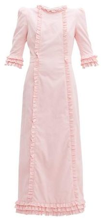Cate Ruffled Corduroy Dress - Womens - Light Pink
