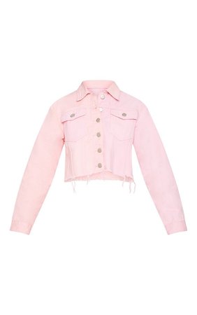 Pink Two Tone Cropped Denim Jacket | Denim | PrettyLittleThing