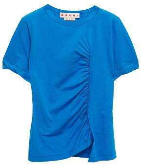 Ruched Slub Cotton-jersey T-shirt
