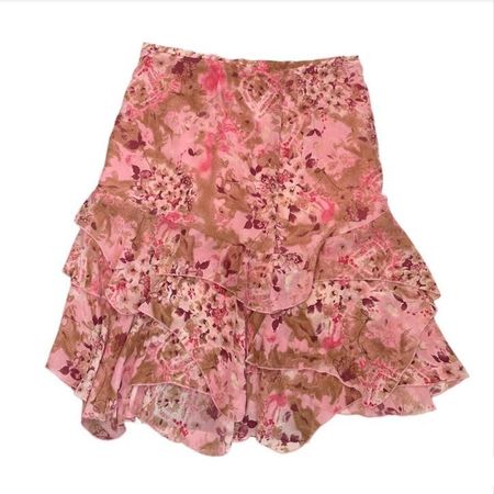 Y2k pink floral frilly fairy midi skirt! Brand:... - Depop