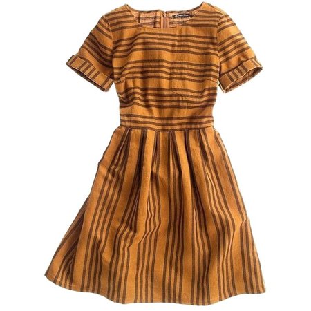 yellow dress w/ brown stripes and front pocket
