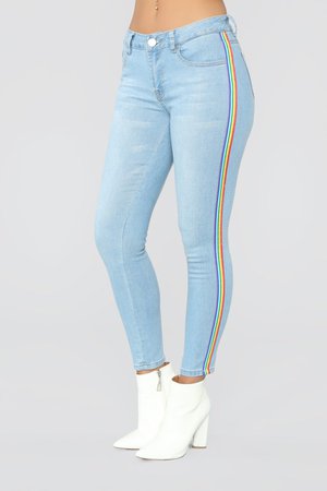 Over The Rainbow Skinny Jeans - Light Blue Wash