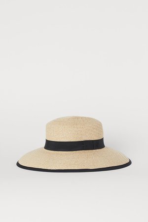 Straw hat - Beige/Black - Ladies | H&M GB