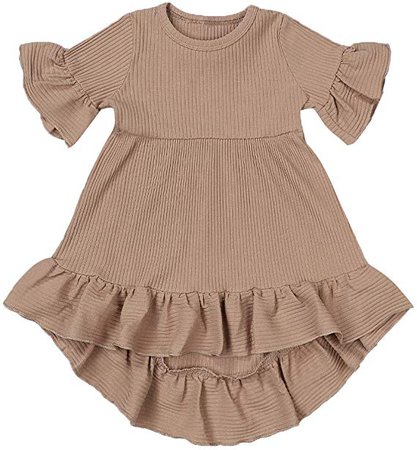 Amazon.com: bilison Toddler Baby Girl Dress Flare Long Sleeve Solid Color Irregular Sundress Party Princess Dress: Clothing